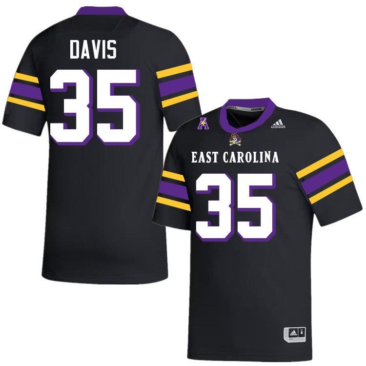 #35 Kieran Davis East Carolina Pirates College Football Jersey Stitched-Black #35 Kieran Davis East Carolina Pirates College Football Jersey Stitched-Black